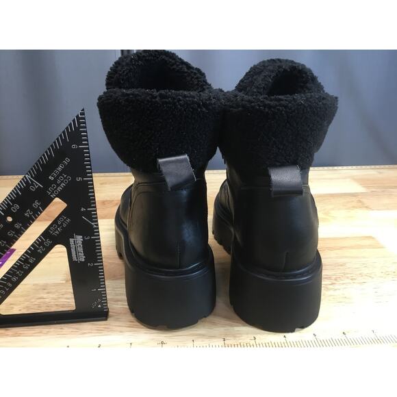 Steve Madden Reyen Combat Booties Women's 7.5 Black Leather Lace Up Casual - Picture 3 of 7